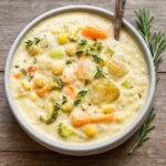 Creamy Vegetable Soup in rustic bowl