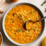 anti-inflammatory lentil soup recipe bowl with parsley and lemon