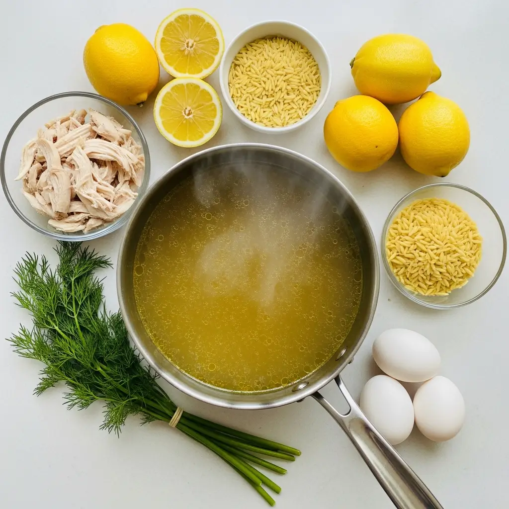 Ingredients for Avgolemono Soup with Orzo
