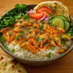 Coconut Chicken Rice Bowl with jasmine rice and coconut milk sauce