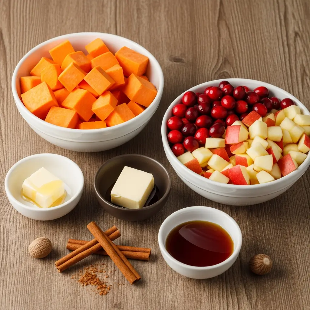 Ingredients for Cranberry Apple Twice-Baked Sweet Potatoes