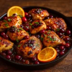 Cranberry Orange Chicken in skillet