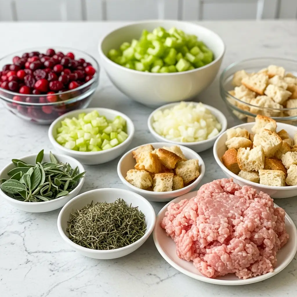 Cranberry Turkey Stuffing Balls ingredients