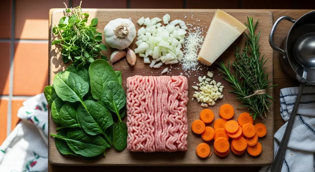 Ingredients for Creamy Italian Ground Chicken Soup