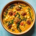 Creamy Italian Meatball Soup in a rustic bowl