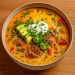 Creamy Keto Taco Soup with Ground Beef and Cheese