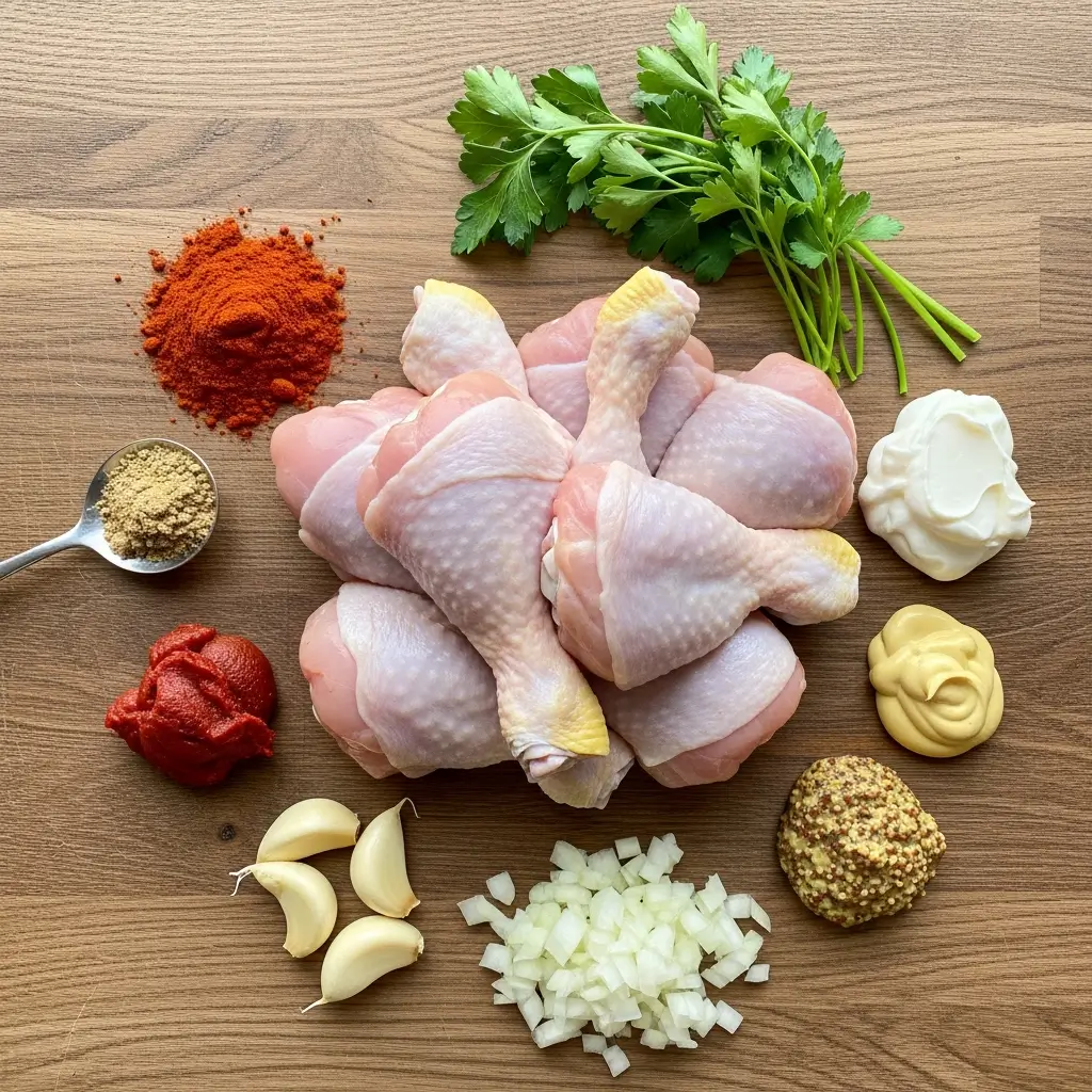 Ingredients for Creamy Paprika Chicken Drumsticks with Steamed Ri