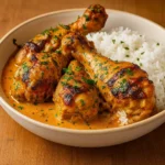 Creamy Paprika Chicken Drumsticks with Steamed Rice