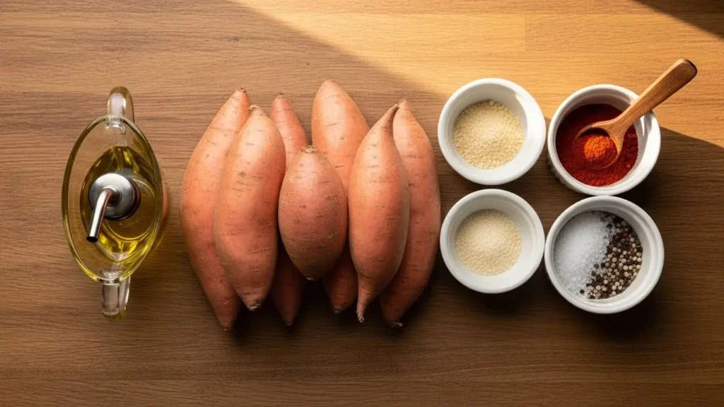 Ingredients for Crispy Oven Baked Sweet Potato Fries
