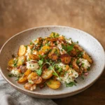 Crispy Smashed Potato Salad with herbs and creamy dressing