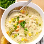 Easy Chicken Pot Pie Soup with biscuits