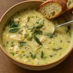 Garlic and Sage Chicken Soup in bowl