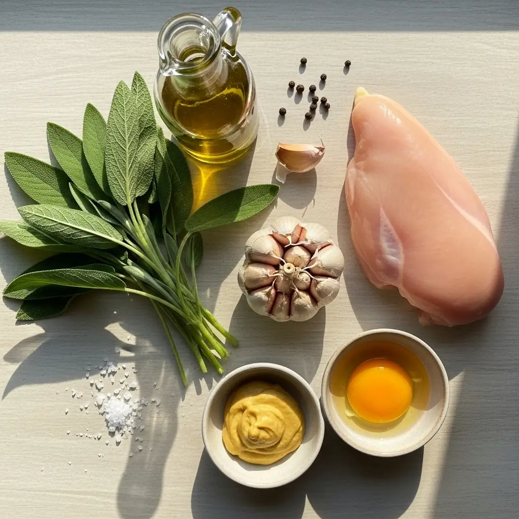 Ingredients for Garlic and Sage Chicken Soup