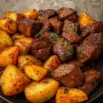 Garlic Butter Steak Bites & Potatoes one-pan dinner