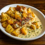 Garlic Parm Crockpot Chicken & Potatoes comfort meal