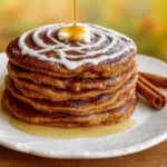 Gingerbread Cinnamon Roll Pancakes holiday breakfast