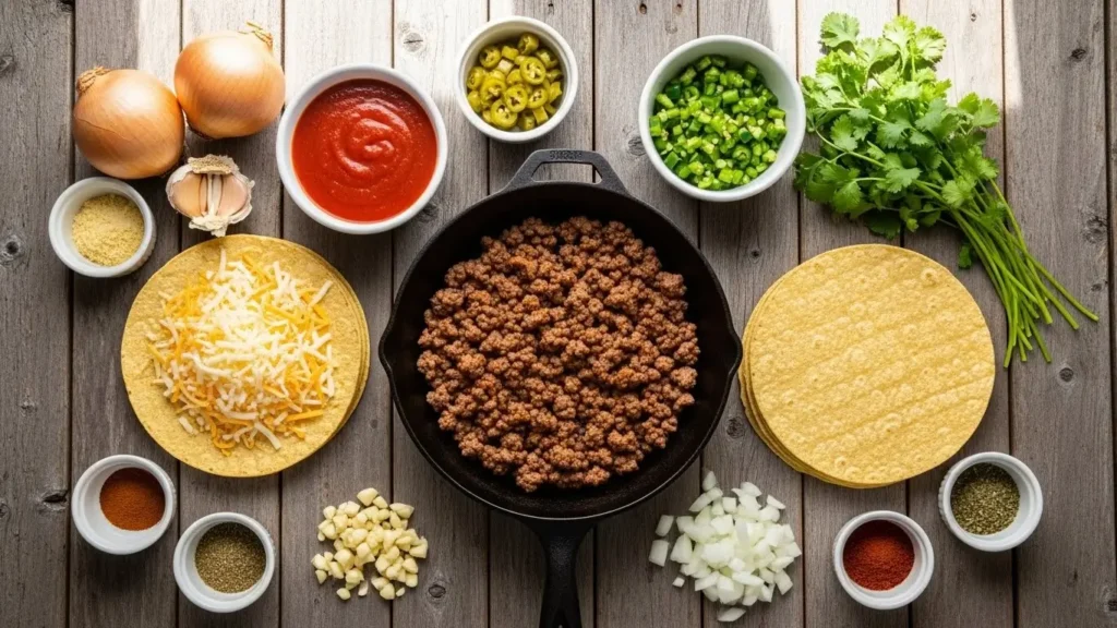 Ingredients for Ground Beef Enchiladas