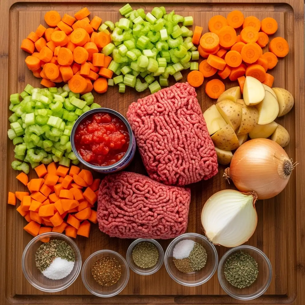 Ground Beef Vegetable Soup ingredients