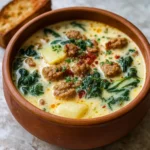 Healthy Zuppa Toscana Soup in rustic bowl