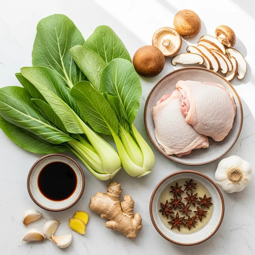 Ingredients for Hearty Bok Choy Chicken Soup