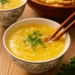 Homemade Egg Drop Soup in a rustic bowl