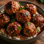 Honey Garlic Turkey Meatballs in skillet