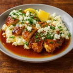 Hot Honey Feta Chicken in skillet