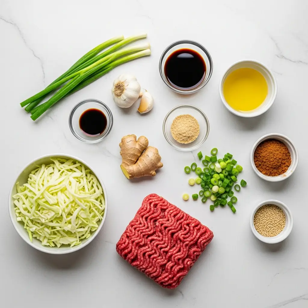 ngredients for Low-Carb Mongolian Ground Beef and Cabbage