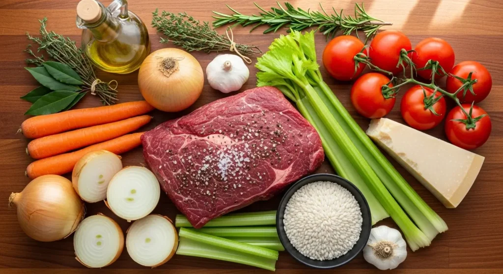 Ingredients for Slow-Braised Pot Roast with Creamy Parmesan Risotto