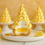light choux pastries filled with lemon cream dessert