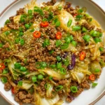 Low-Carb Mongolian Ground Beef and Cabbage