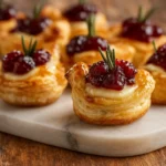 Mini Cranberry Brie Bites with Puff Pastry