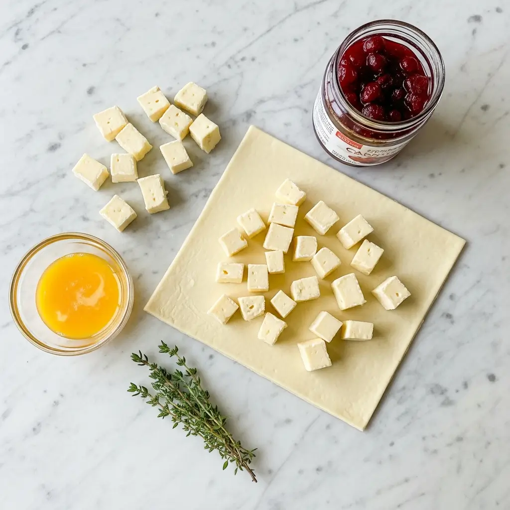 Mini Cranberry Brie Bites with Puff Pastry Ingredients