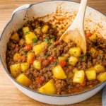 One-Pan Ground Beef and Potatoes in skillet