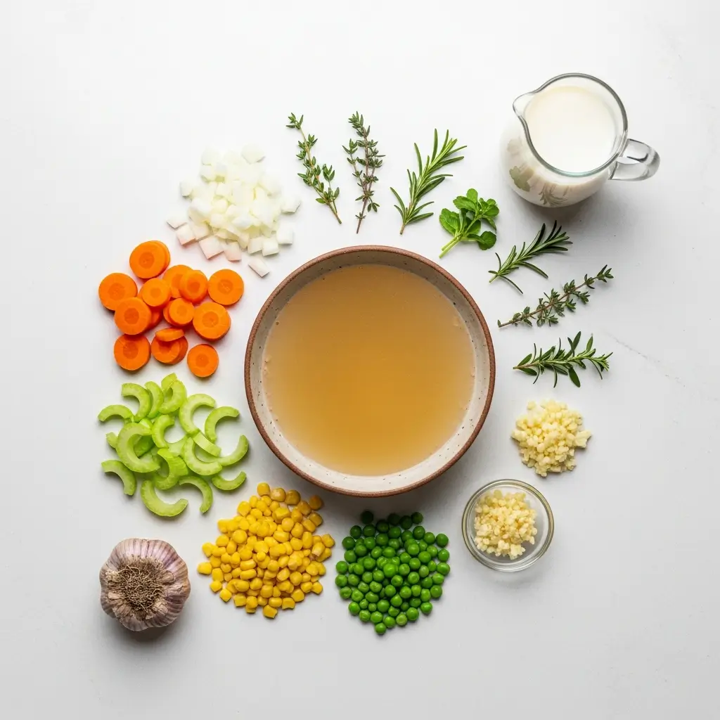 Fresh ingredients for One-Pot Creamy Vegetable Soup