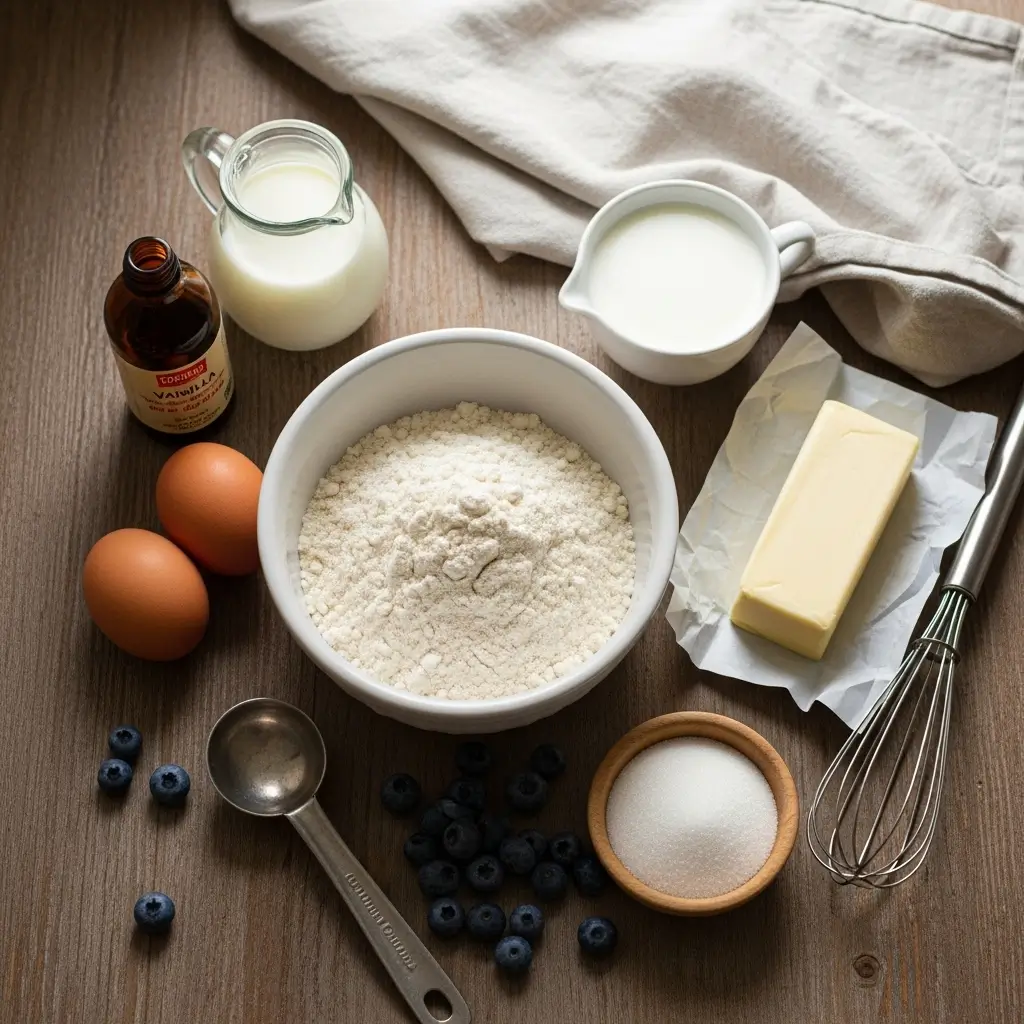 Pancake Mini Muffins Ingredients Flat Lay