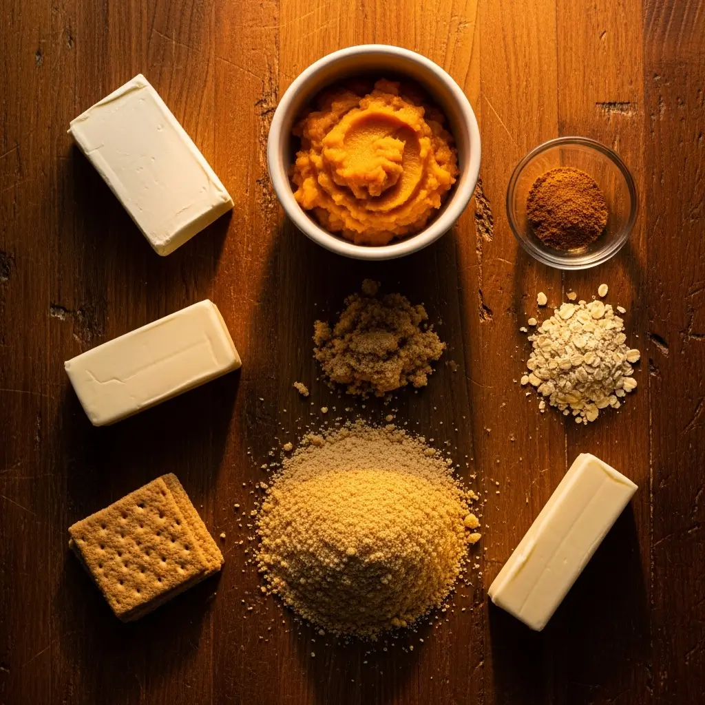 Ingredients for Pumpkin Cheesecake Bars with Streusel