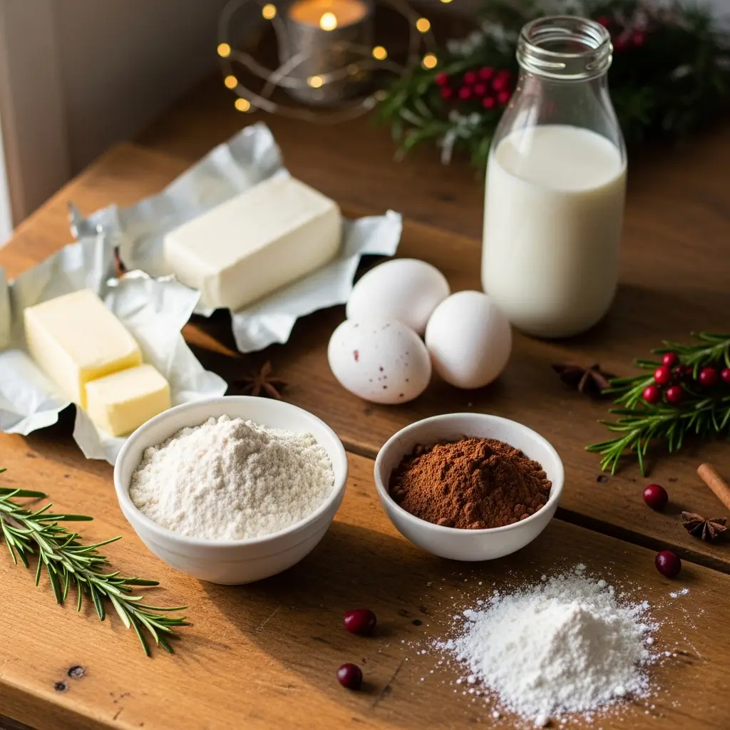Ingredients for Red Velvet Pancakes with Cream Cheese Glaze