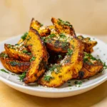 Roasted Winter Squash Wedges on rustic table