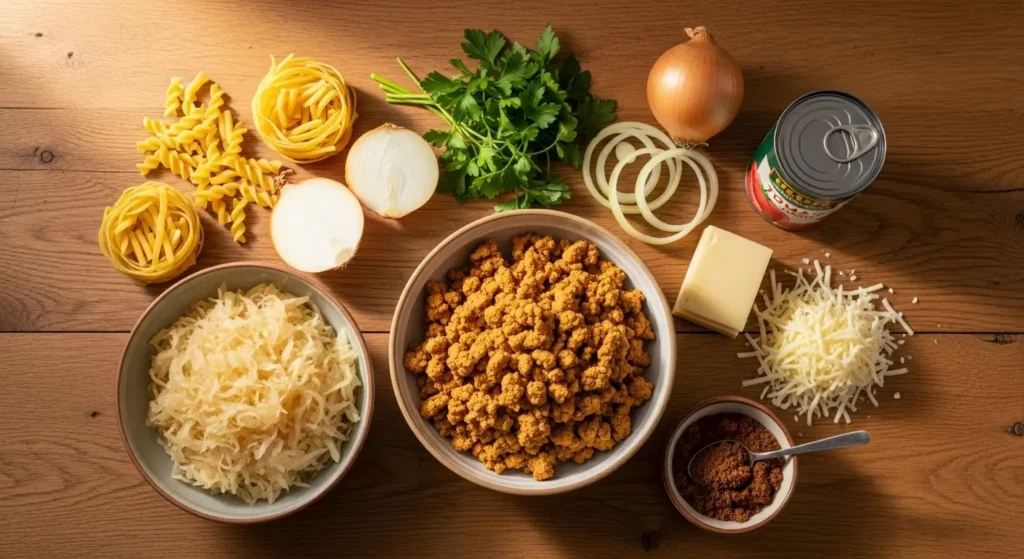 Ingredients for Savory Sauerkraut Casserole