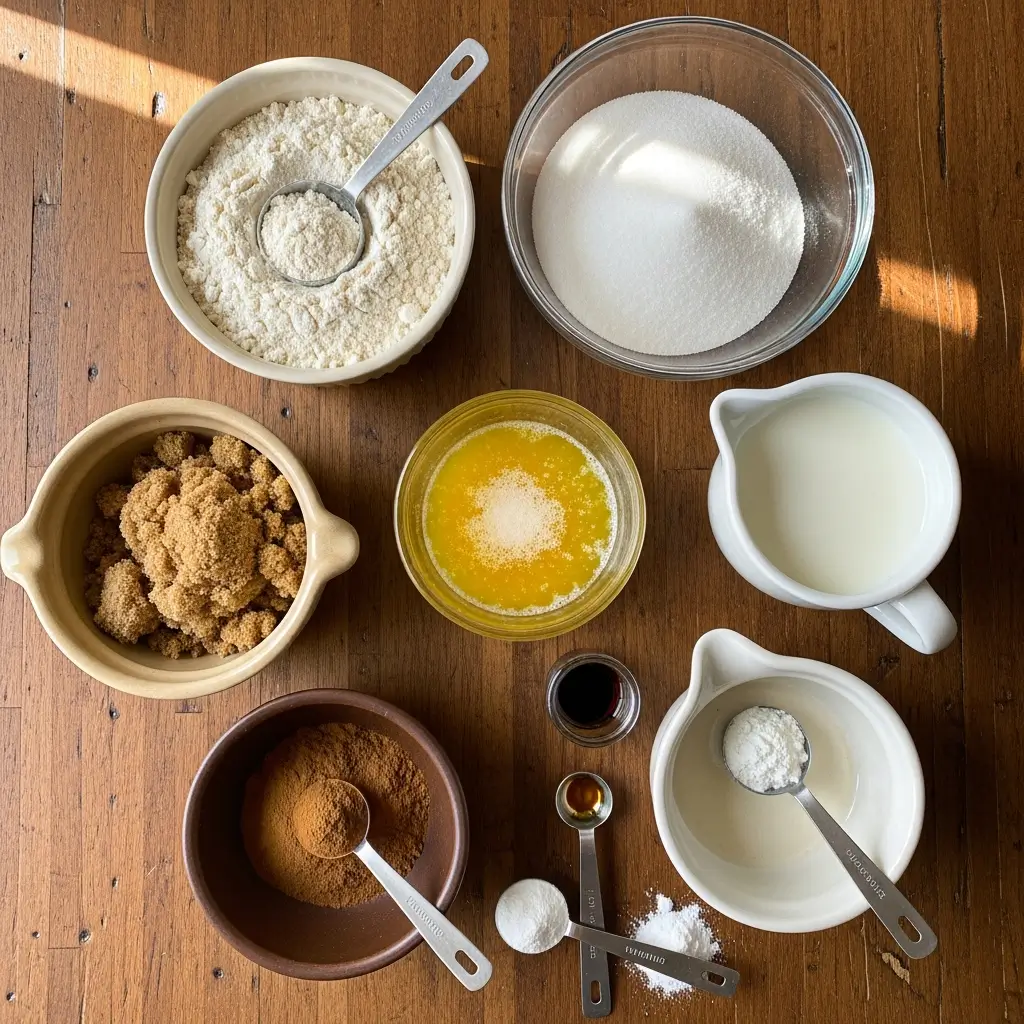 Snickerdoodle Cobbler ingredients flat lay