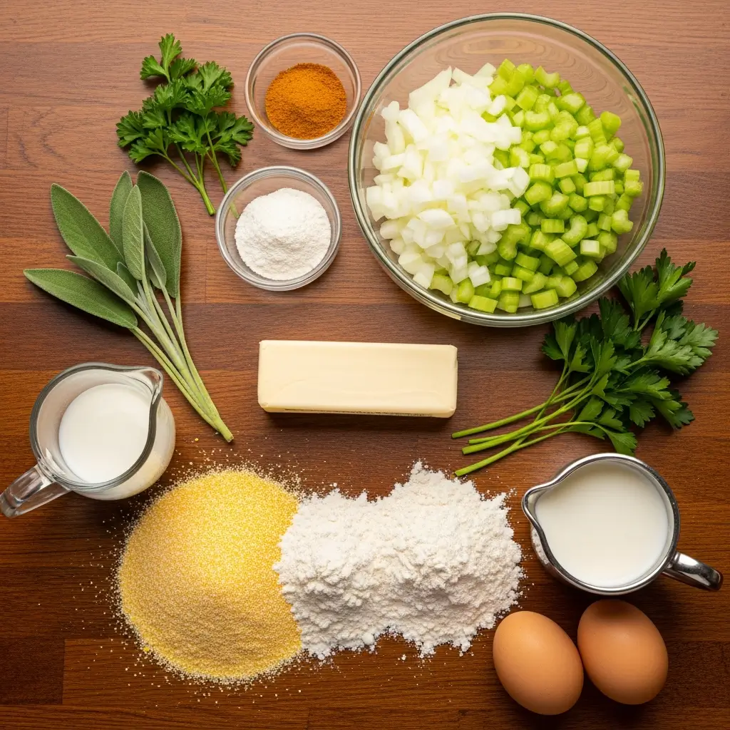 Ingredients for Southern Cornbread Dressing recipe