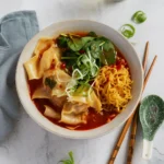 Spicy Wonton Noodle Soup in bowl