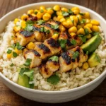 Street Corn Chicken Rice Bowl with Grilled Chicken and Cilantro-Lime Rice
