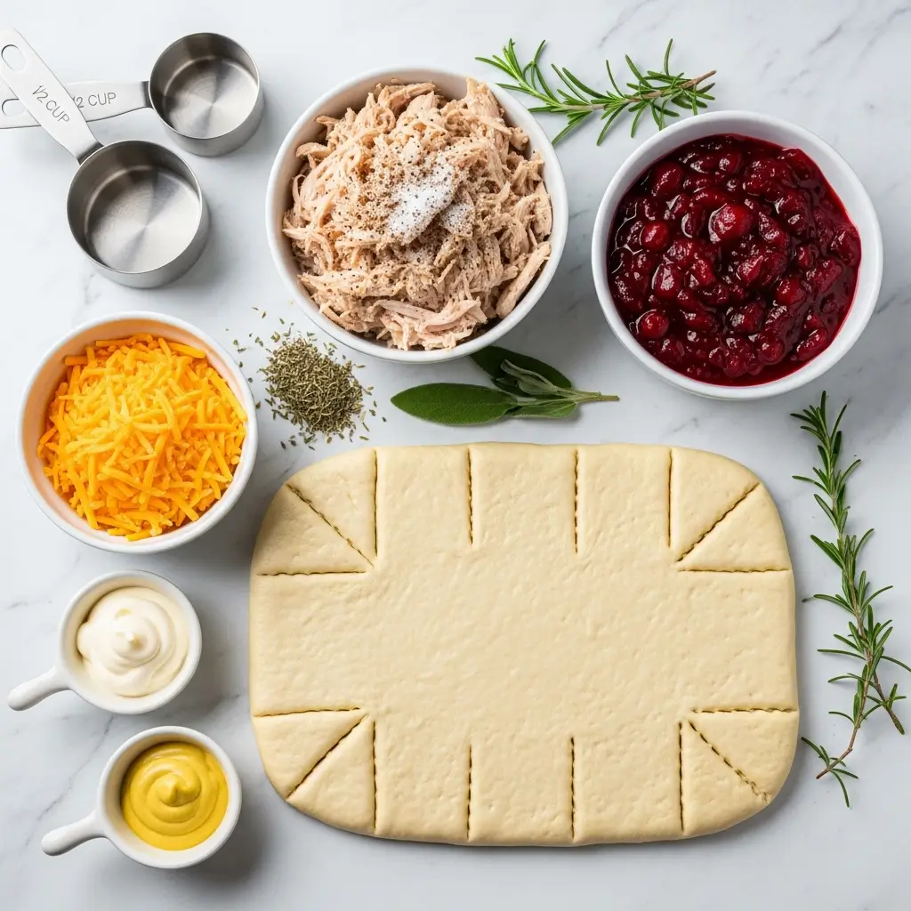 Turkey Cranberry Crescent Ring ingredients setup