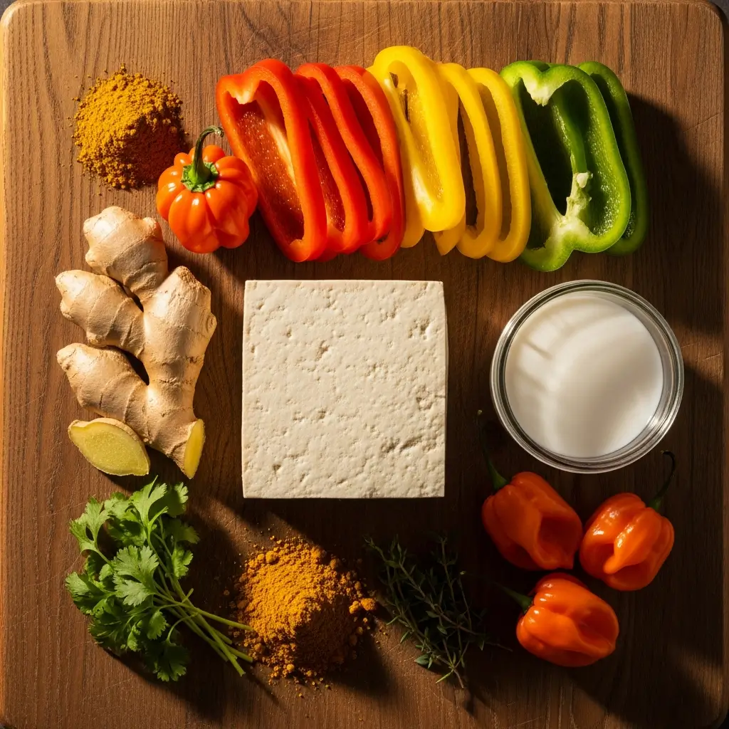 Ingredients for Vegan Jamaican Curry Tofu