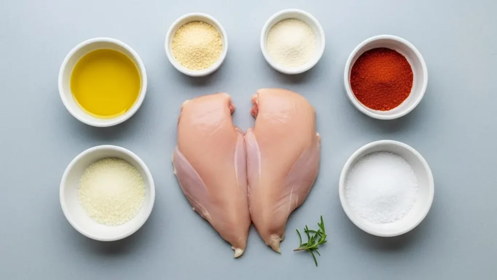 Air Fryer Grilled Chicken ingredients flat lay