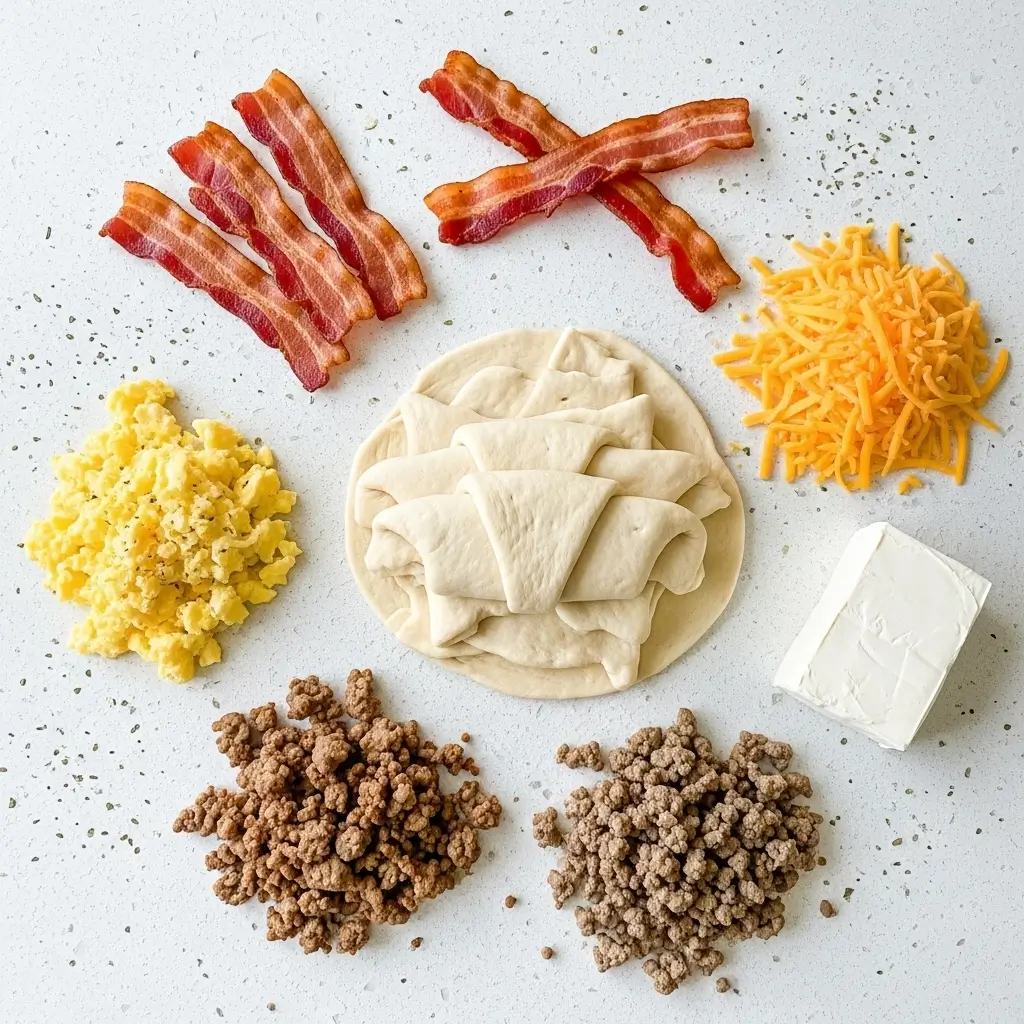 Breakfast Rolls ingredients on counter