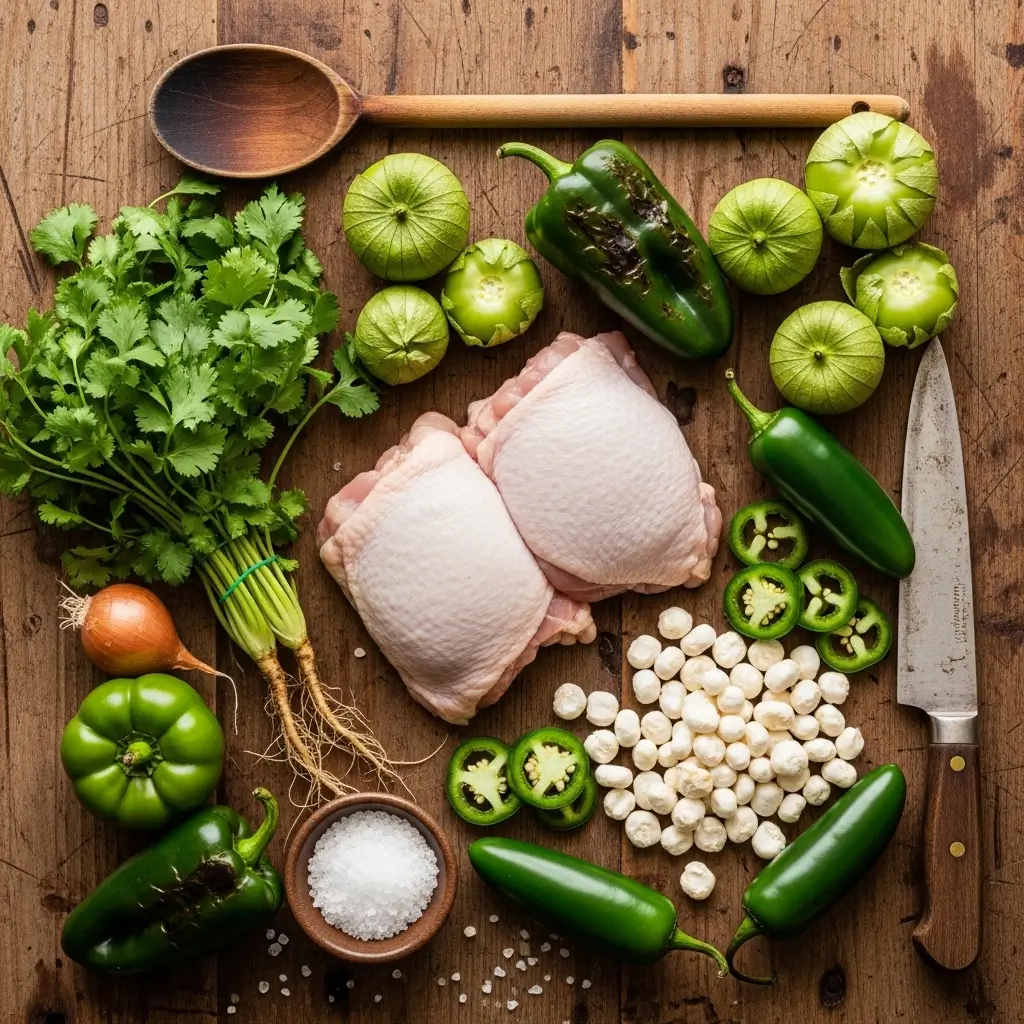 Chicken Pozole Verde ingredients