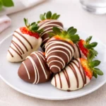 Chocolate Covered Strawberries with milk and white chocolate drizzle